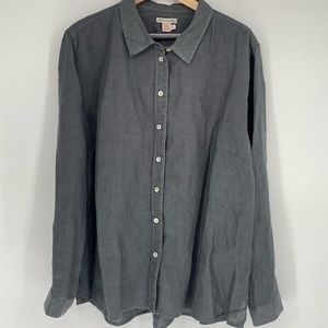 Carbon 2 Cobalt Men's Gray 100% Linen Long Sleeve Button Down Shirt XL